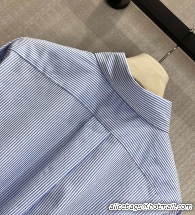 Promotional Miu Miu Cotton Striped Shirt MM032313 Light Blue 2026