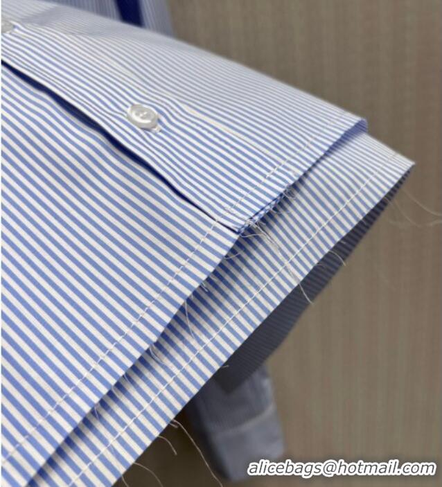 Promotional Miu Miu Cotton Striped Shirt MM032313 Light Blue 2026