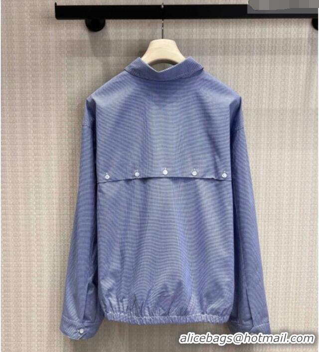 Big Discount Miu Miu Cotton Plaid Shirt MM032314 Light Blue 2026