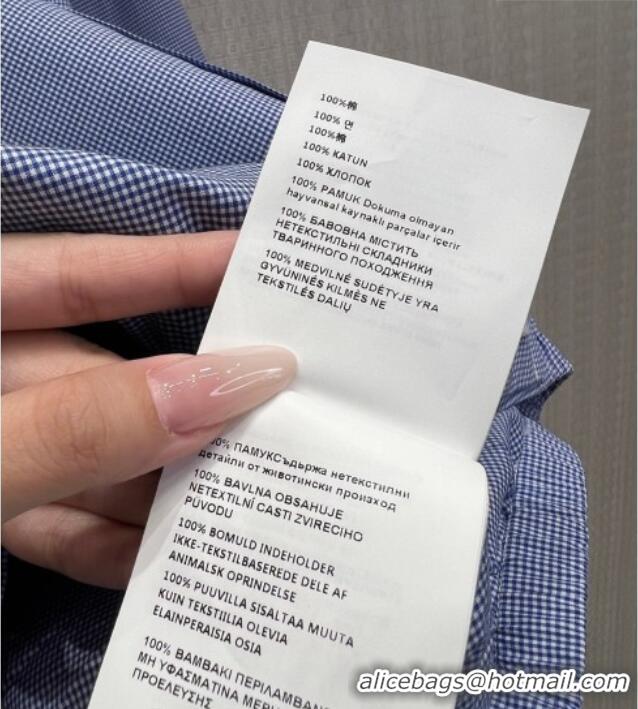 Big Discount Miu Miu Cotton Plaid Shirt MM032314 Light Blue 2026