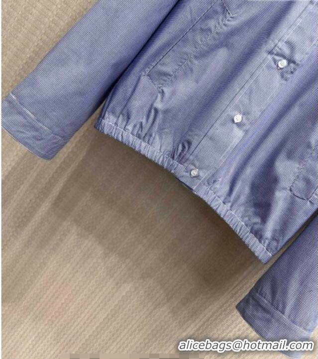 Big Discount Miu Miu Cotton Plaid Shirt MM032314 Light Blue 2026