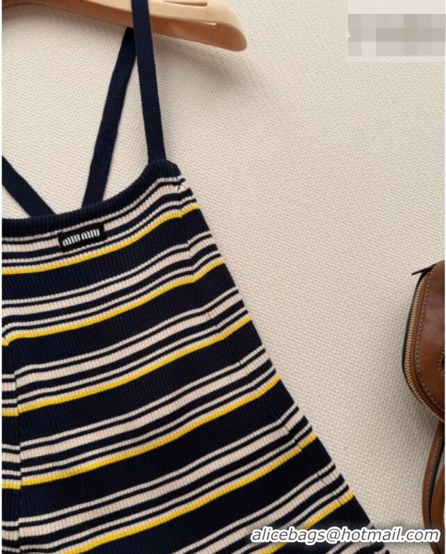 Buy Discount Miu Miu Knit Long Dress 0323 White/Blue/Yellow 2026