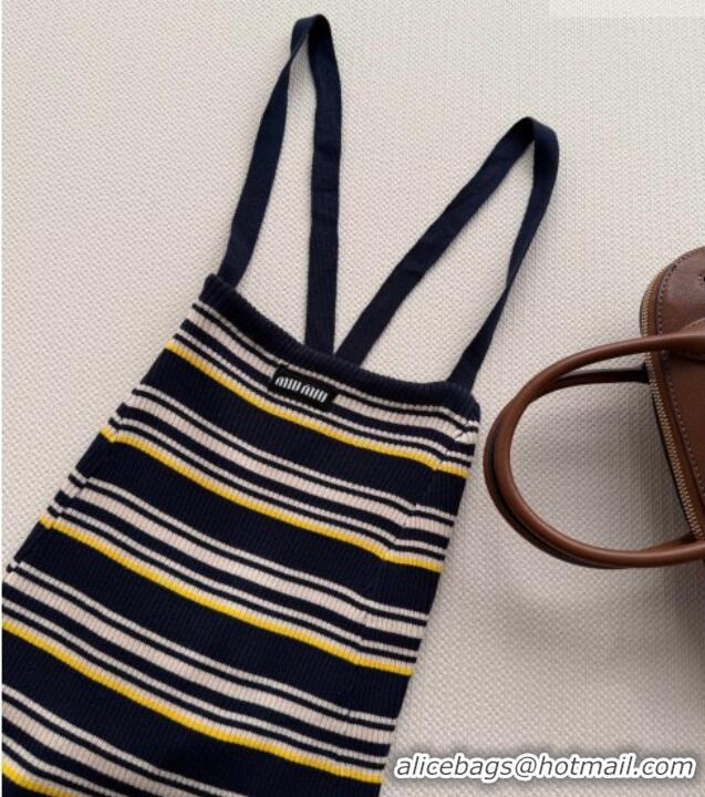 Buy Discount Miu Miu Knit Long Dress 0323 White/Blue/Yellow 2026