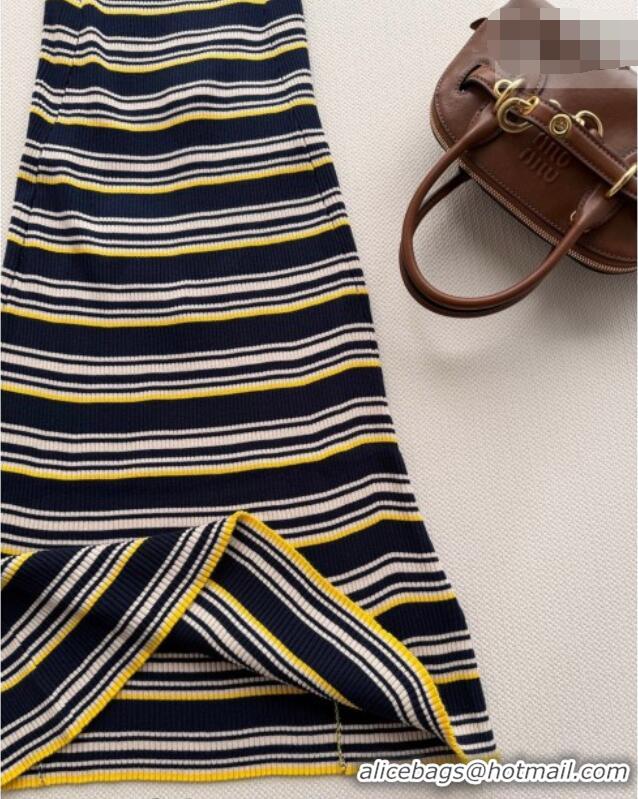 Buy Discount Miu Miu Knit Long Dress 0323 White/Blue/Yellow 2026