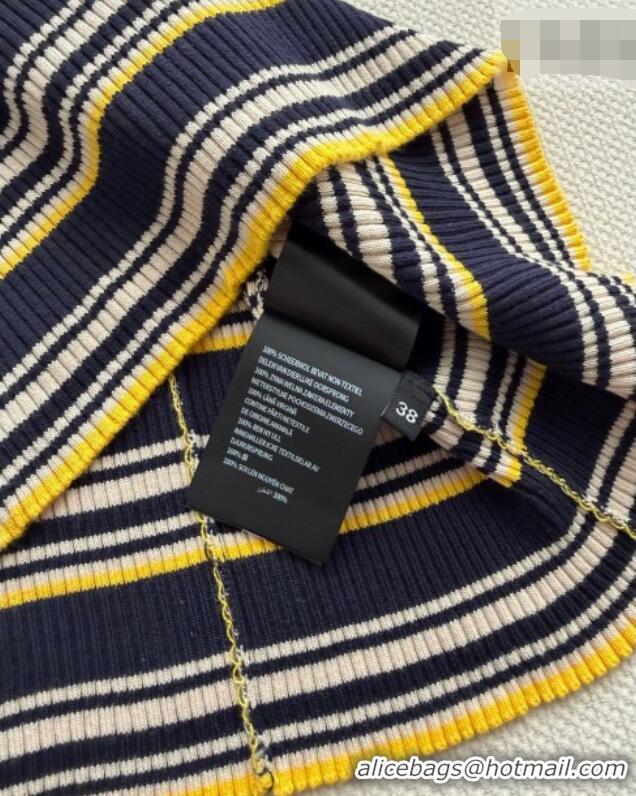 Buy Discount Miu Miu Knit Long Dress 0323 White/Blue/Yellow 2026