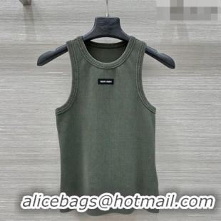 Best Quality Miu Miu Cotton Knit Vest MM032318 Green 2026