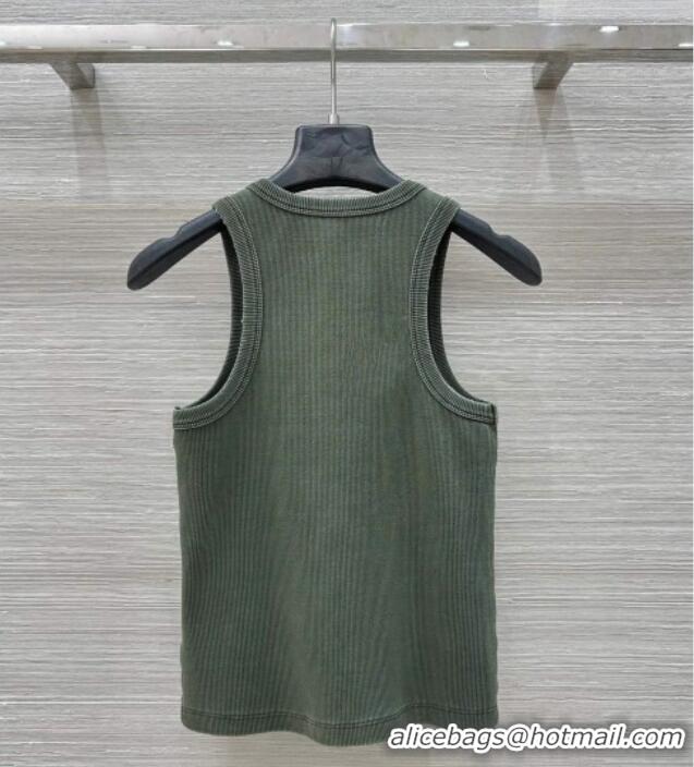 Best Quality Miu Miu Cotton Knit Vest MM032318 Green 2026