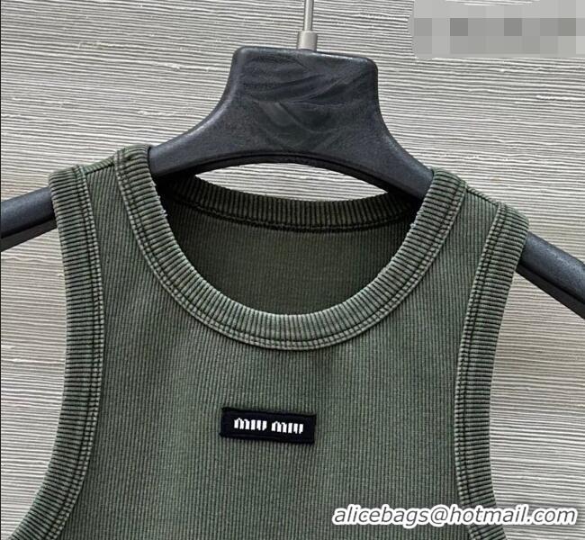 Best Quality Miu Miu Cotton Knit Vest MM032318 Green 2026