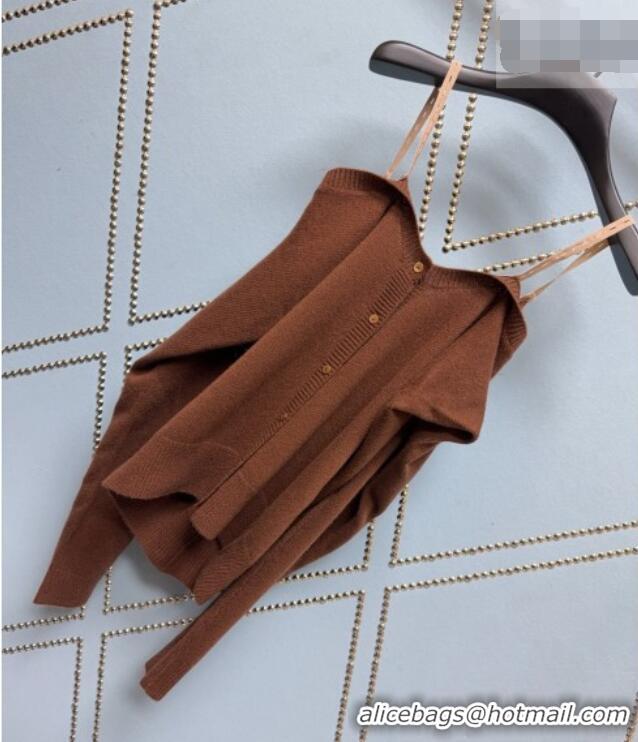 Top Design Miu Miu Knit One-Shoulder Sweater 0323 Brown 2026