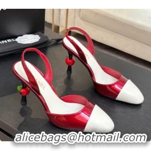 Best Grade Chanel Lambskin & Patent Leather Slingbacks G47469 Red/White 2026
