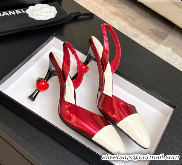 Best Grade Chanel Lambskin & Patent Leather Slingbacks G47469 Red/White 2026
