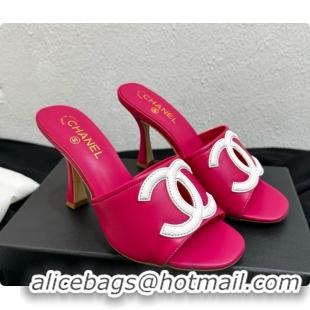 Charming Chanel Lambskin Mules Sandals with 9cm Heel CH072789 Rosy 2026