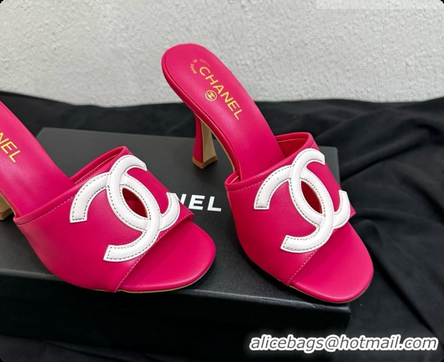 Charming Chanel Lambskin Mules Sandals with 9cm Heel CH072789 Rosy 2026