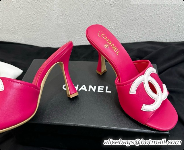 Charming Chanel Lambskin Mules Sandals with 9cm Heel CH072789 Rosy 2026