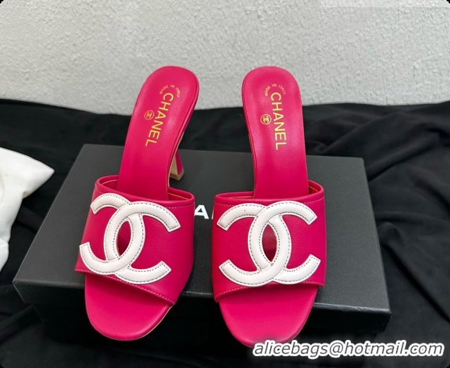 Charming Chanel Lambskin Mules Sandals with 9cm Heel CH072789 Rosy 2026