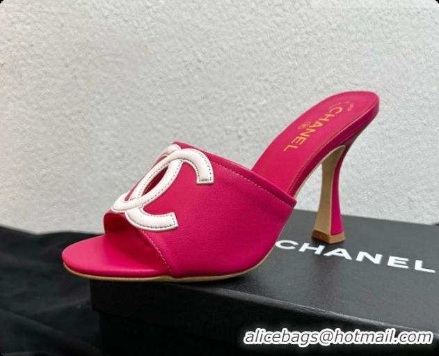 Charming Chanel Lambskin Mules Sandals with 9cm Heel CH072789 Rosy 2026