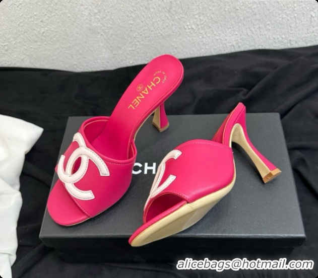 Charming Chanel Lambskin Mules Sandals with 9cm Heel CH072789 Rosy 2026