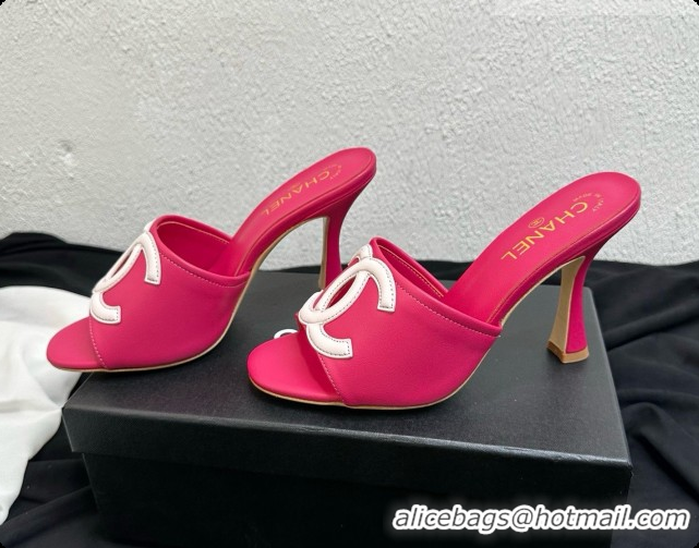 Charming Chanel Lambskin Mules Sandals with 9cm Heel CH072789 Rosy 2026
