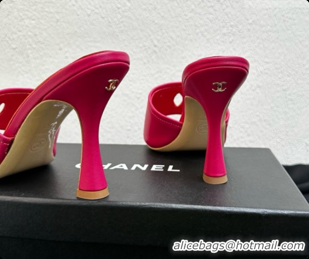 Charming Chanel Lambskin Mules Sandals with 9cm Heel CH072789 Rosy 2026