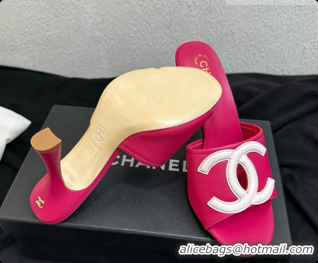 Charming Chanel Lambskin Mules Sandals with 9cm Heel CH072789 Rosy 2026