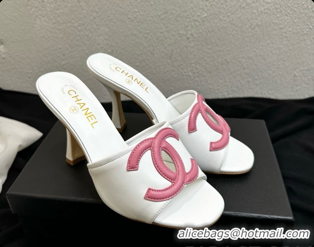 Top Design Chanel Lambskin Mules Sandals with 9cm Heel CH072790 White 2026