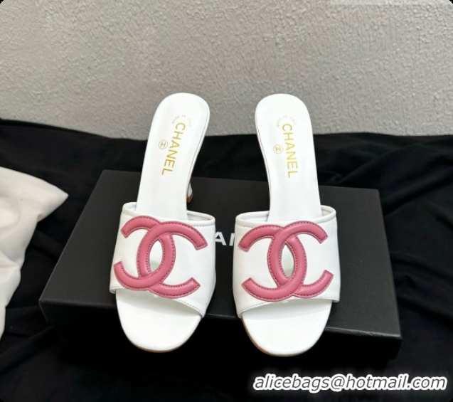 Top Design Chanel Lambskin Mules Sandals with 9cm Heel CH072790 White 2026