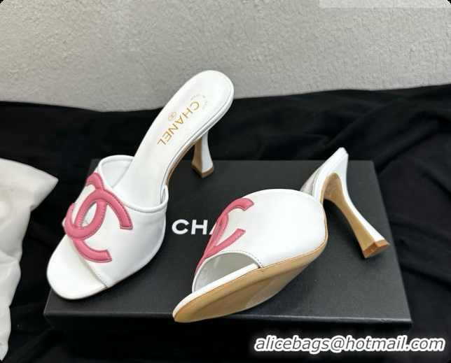 Top Design Chanel Lambskin Mules Sandals with 9cm Heel CH072790 White 2026