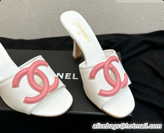 Top Design Chanel Lambskin Mules Sandals with 9cm Heel CH072790 White 2026