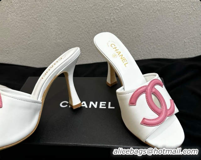 Top Design Chanel Lambskin Mules Sandals with 9cm Heel CH072790 White 2026