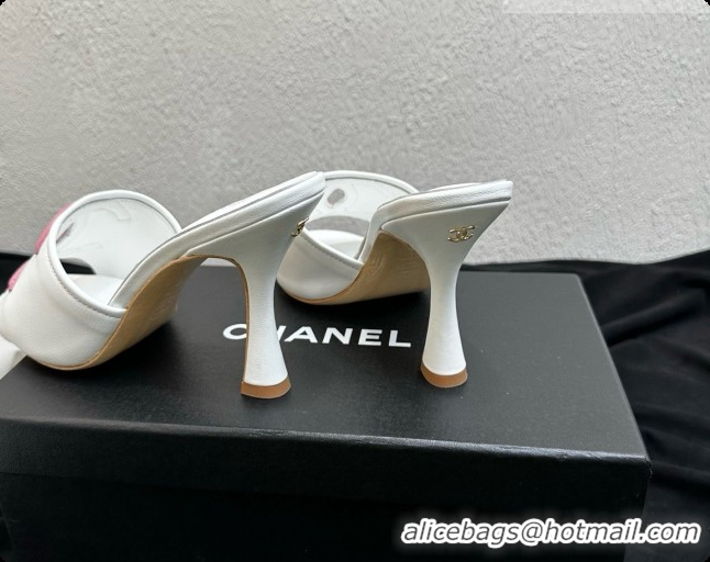 Top Design Chanel Lambskin Mules Sandals with 9cm Heel CH072790 White 2026
