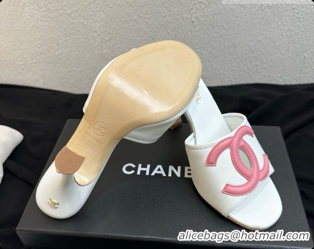 Top Design Chanel Lambskin Mules Sandals with 9cm Heel CH072790 White 2026
