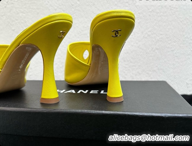 Most Popular Chanel Lambskin Mules Sandals with 9cm Heel CH072790 Yellow 2026