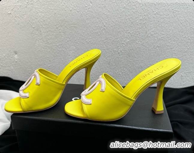 Most Popular Chanel Lambskin Mules Sandals with 9cm Heel CH072790 Yellow 2026