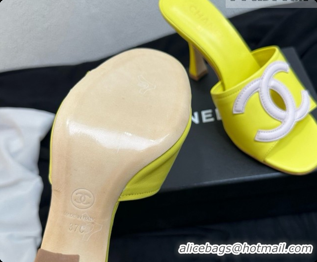Most Popular Chanel Lambskin Mules Sandals with 9cm Heel CH072790 Yellow 2026