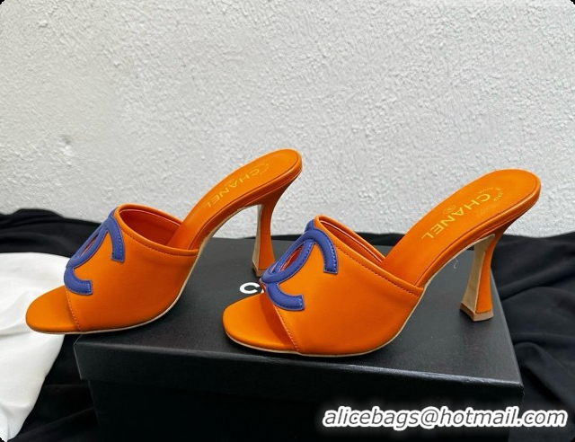 Sumptuous Chanel Lambskin Mules Sandals with 9cm Heel CH072793 Orange 2026