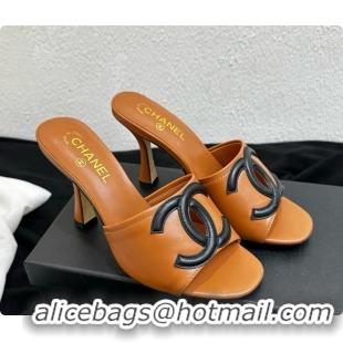 Top Grade Chanel Lambskin Mules Sandals with 9cm Heel CH072793 Brown 2026