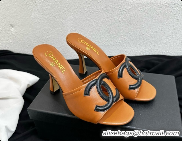 Top Grade Chanel Lambskin Mules Sandals with 9cm Heel CH072793 Brown 2026