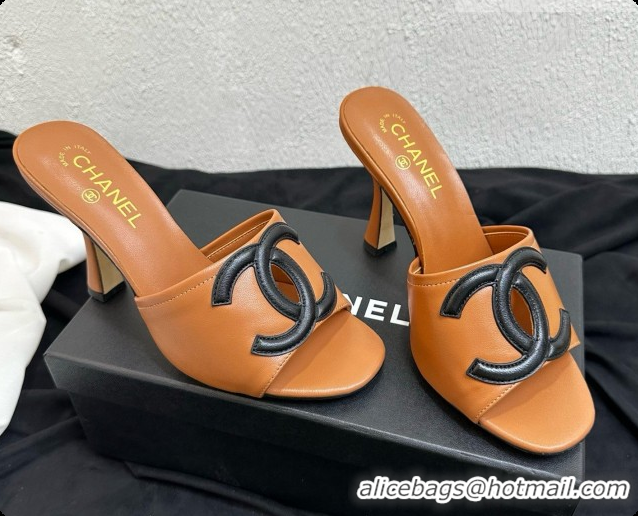 Top Grade Chanel Lambskin Mules Sandals with 9cm Heel CH072793 Brown 2026