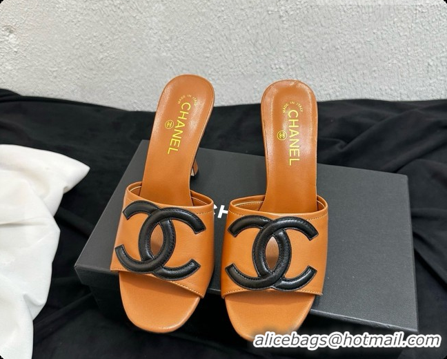 Top Grade Chanel Lambskin Mules Sandals with 9cm Heel CH072793 Brown 2026