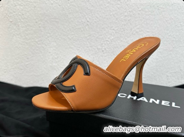 Top Grade Chanel Lambskin Mules Sandals with 9cm Heel CH072793 Brown 2026