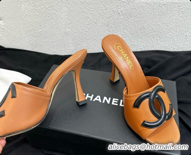 Top Grade Chanel Lambskin Mules Sandals with 9cm Heel CH072793 Brown 2026
