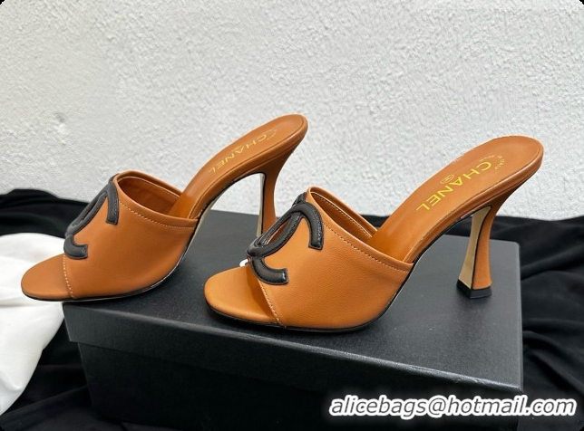 Top Grade Chanel Lambskin Mules Sandals with 9cm Heel CH072793 Brown 2026