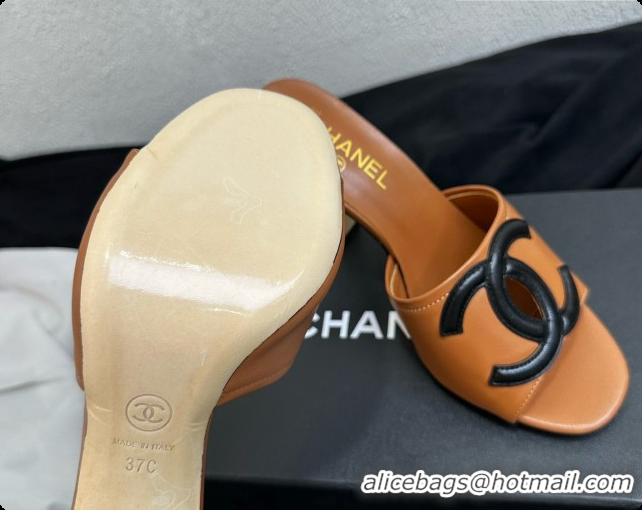 Top Grade Chanel Lambskin Mules Sandals with 9cm Heel CH072793 Brown 2026