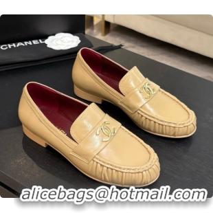 Best Product Chanel Shiny Lambskin Mocassins Loafers G47396 Beige 2026