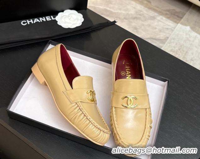 Best Product Chanel Shiny Lambskin Mocassins Loafers G47396 Beige 2026