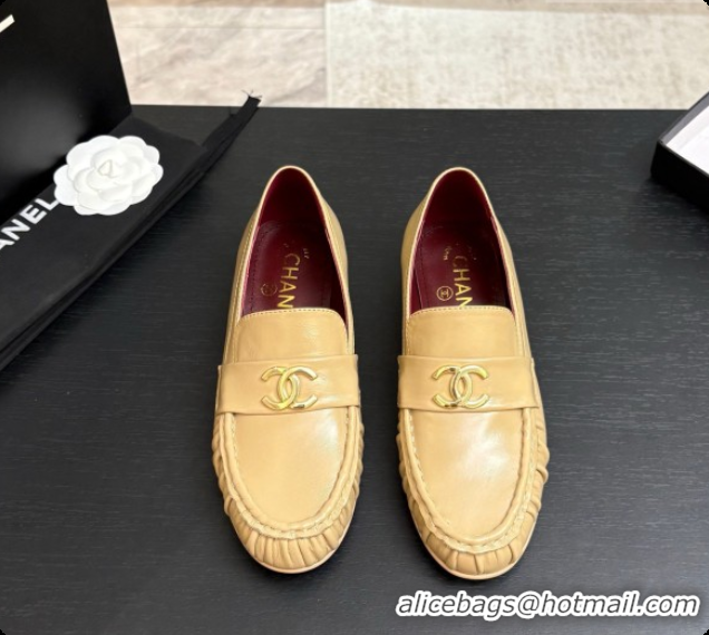 Best Product Chanel Shiny Lambskin Mocassins Loafers G47396 Beige 2026