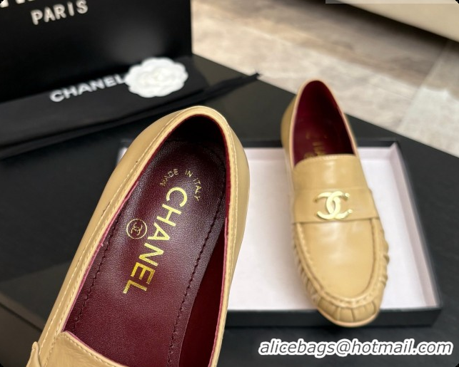 Best Product Chanel Shiny Lambskin Mocassins Loafers G47396 Beige 2026