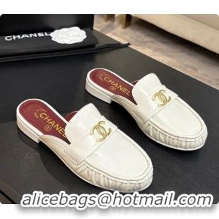 Hot Style Chanel Shiny Lambskin Mules CH072797 White 2026