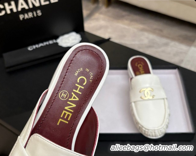 Hot Style Chanel Shiny Lambskin Mules CH072797 White 2026
