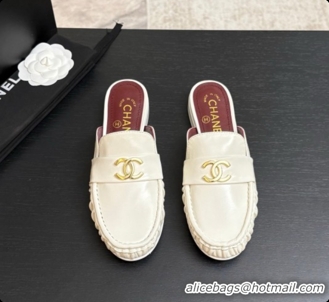 Hot Style Chanel Shiny Lambskin Mules CH072797 White 2026